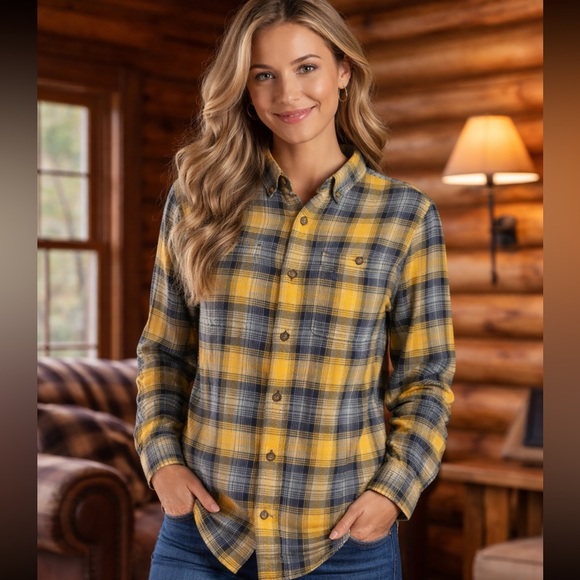 Duluth Trading Co Tops - Duluth Trading Co Women’s Plaid Flannel Button Down Shirt Cotton Medium